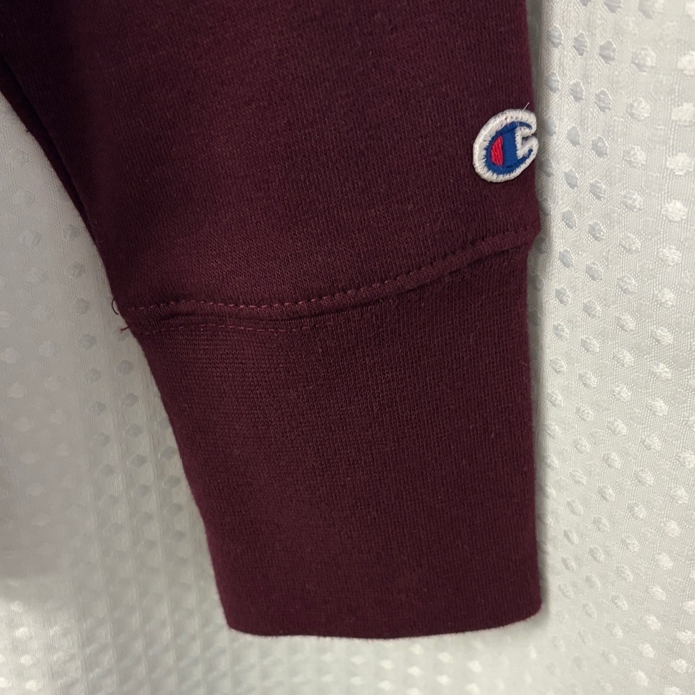 Champion Burgundy Pullover Hoodie with Embroidered Logo ~ Large - Picture 3 of 8